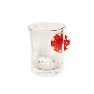Lucky Chip Rocks Glass - Red Poker Chip
